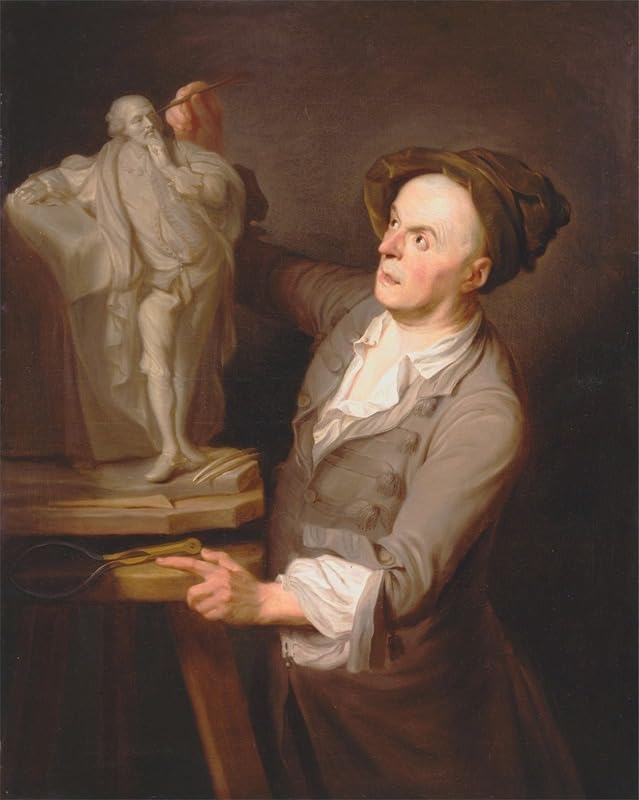 Louis-Francois Roubiliac modelujący swój pomnik Szekspira plakat wydruk autorstwa Adrien Carpentiers (24 x 36)