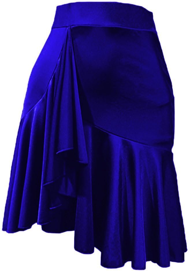 Asymmetrical Latin Dance Skirt for Women Ruffle Ballroom Salsa Skirts with Shorts Dance Costume