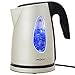 oneConcept TKV-SS17-Creme Design Wasserkocher kabellos leistungsstark mit stylisch blauen LED-Lichteffekt, 2200 W, 1.7 Liter, Cool Touch, creme