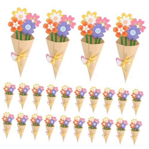 BCOATH 1 Set Paper Flower Bouquet Mother's Day Floral Cards DIY Paper Floral Craft Make Your Own Flower Bouquet Craft Supplies For Kids