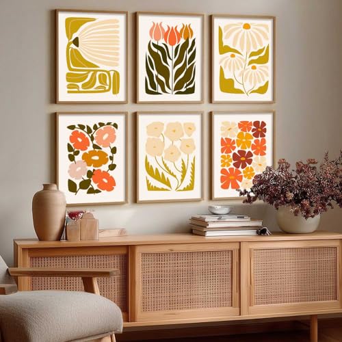 Image of kotart Botanical Painting Wall Art Home Decoration Paintings With Frame For Living Room Bed Room Hotel Wall Decor Digital Reprint Set of 6 (10X13 inch)