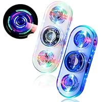 SCIONE 2 Pack LED Fidget Spinner – Light Up Fidget Toy for Kids & Adults | 3 Colour Modes, Sensory Stress Relief & Anti-Anxiety Spinner Toy with Smooth Spin & Durable Design (White Blue)
