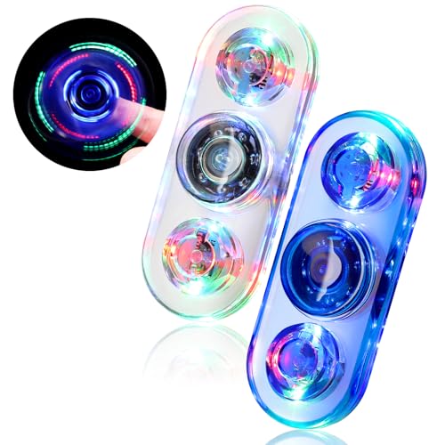 SCIONE 2Pack LED Fidget Spinner for Kids Adults, Light up Sensory Fidget Toys for Kids 4-8 8-12 Anxiety Stress Relief, Light up Fidget Spinner