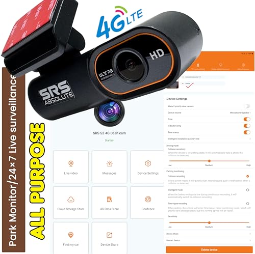 Image of 2K 4G Dash Cam Customized Plug&Play Loop Record 24x7 GPS Tracking Live Video SOS Park Surveillance Remote Play Download Dual Resolution GeoFence TimeLapse GSensor 1TB MicroSD SIM Supp S24G