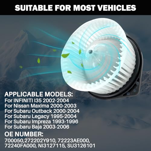Image of 700050 AC Heater Blower Motor Fan Assembly Fit for Infiniti i35 2002-2004, for Nissan Maxima 2000-2003 ，for Subaru Outback 2000-2004, Legacy 1995-2004,Impreza 1993-1996, Baja 2003-2006