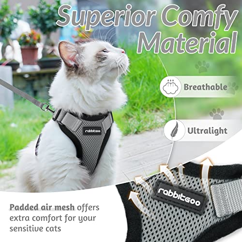 Image of rabbitgoo Cat Harness and Leash Set, Escape Proof Vest, Grey