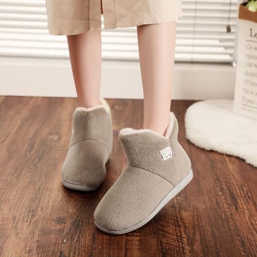 Womens Bootie Slippers Fluffy Plush Memory Foam Winter Booty Slippers Warm Soft Comfort Ankle Boots House Shoes Indoor Outdoor Shoe with Plush Fur Lining2
