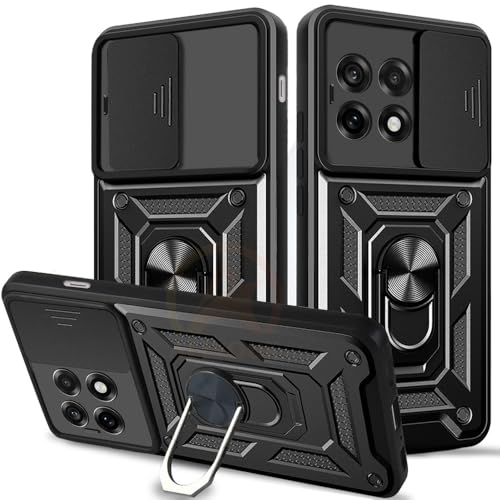 Image of Armor Bumper Back Cover Case for Oneplus 13R 5G Rotating Camera Cover, Ring Holder & Kickstand | Heavy Duty & 360 Degree Protection Oneplus 13R 5G Back Cover (Black)