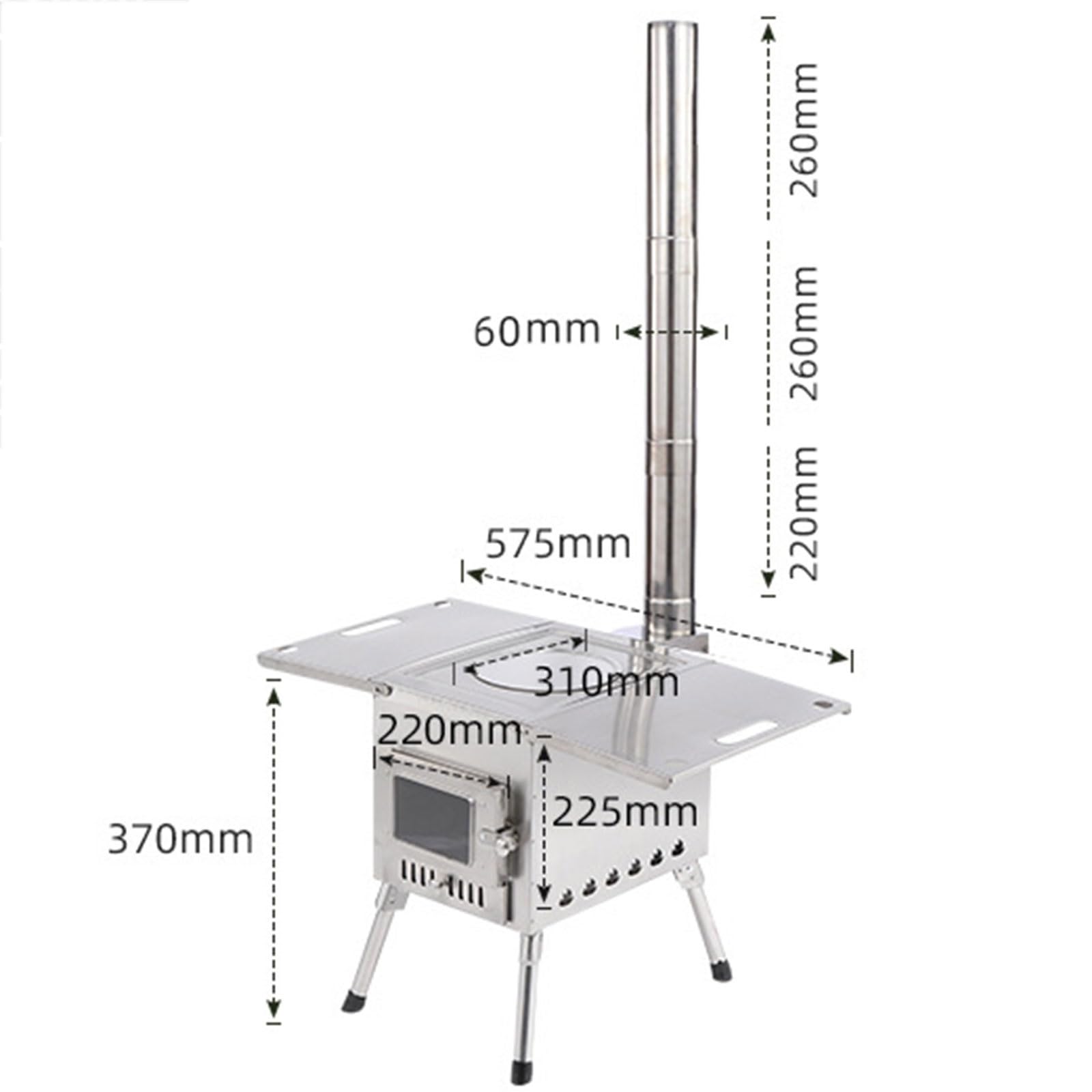 Rechaud Camping Poele a Bois Pliant Portable D'extérieur Petit Outil de Chauffage Convient pour la Randonnée, Pique-Nique, Barbecue (Color : Silver(Stainless Steel), Size : S)
