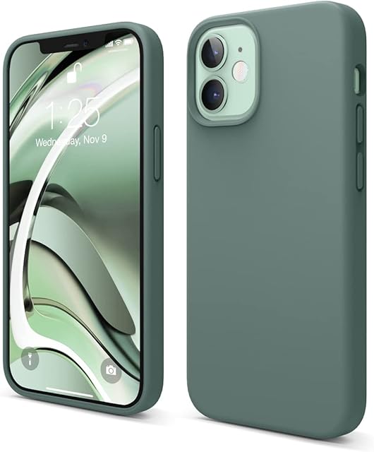 elago Liquid Silicone Case Compatible with iPhone 12 Mini Case (5.4 Inches), Silicone, All-Round Protection Mobile Phone Case: 3-Layer Structure Protective Case (Night Green)