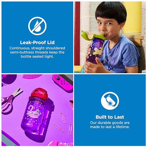 Image of Nalgene Kids' 12 oz On The Fly Lock-Top Water Bottle, Purple Astronaut
