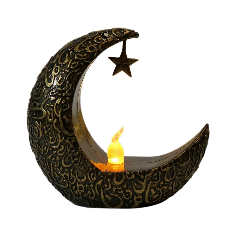 CTRLZS Moon Candlestick Ramadan Festival Home Decoration Wind Party Lantern Candle Electronic Desktop Lamp Fashion C