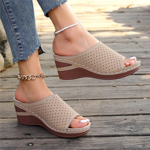 Wedge Sandals for Women Slingback Wedges Orthopedic Comfortable Arch Support Platform Slippers Summer Dressy Casual Slip on Wide Width Flat Sandal Lightweight Damping Sole Flip Flops4