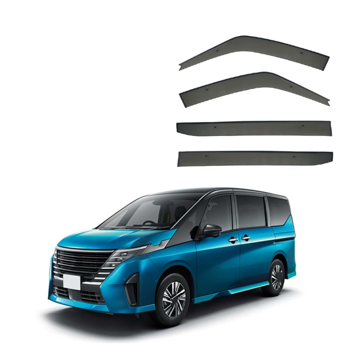ZDDYUU 4 PCS Car Wind Deflectors for Nissan Serena MK6-C28 2023+, Smoke Window Sun Rain Visor Vent Guard Car Window Visor Guard Windows Rain Strip