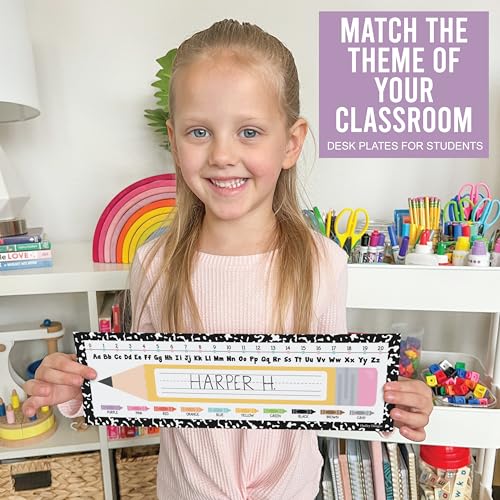 Hadley Designs Desk Name Tags for Classroom –36 Student Name Tags for Desks, 14.5x4.5 Name Plates for Classroom Decor, Teacher Supplies Crayon Nametags, 1st-3rd Grade Kindergarten Preschool Must Haves — view 5
