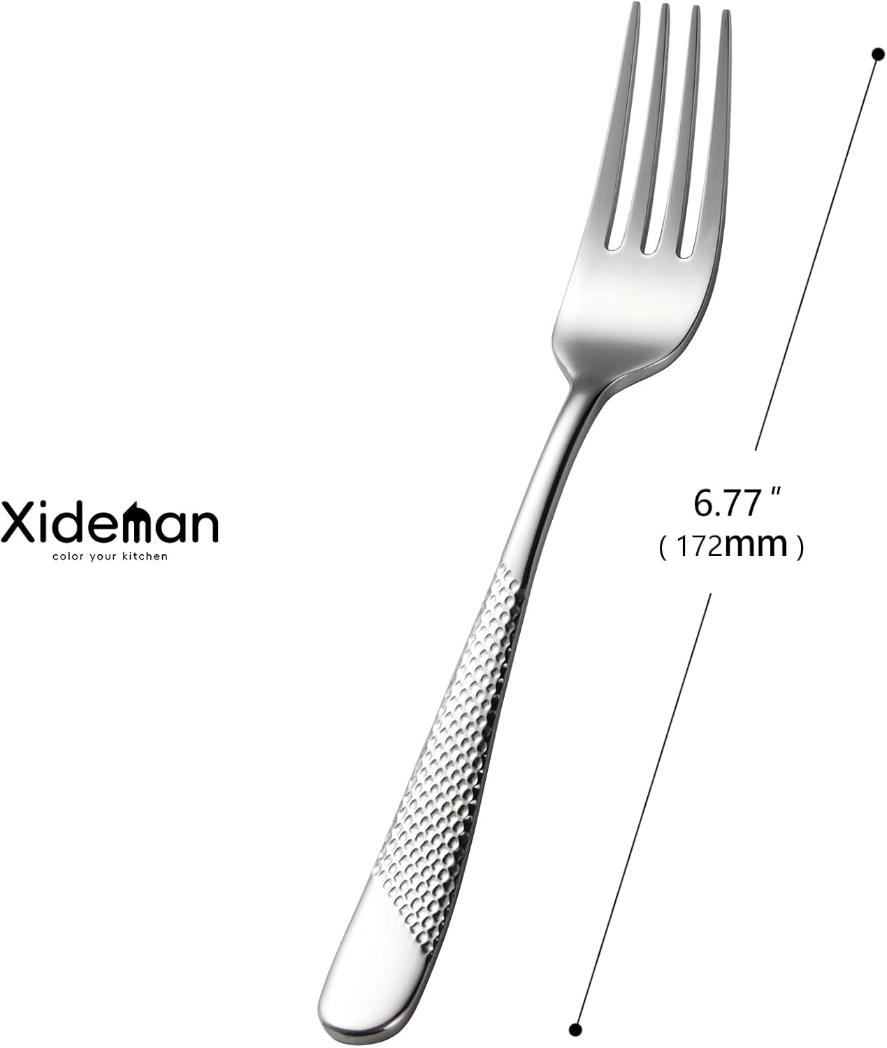 Premium Hammered 18/10 Stainless Steel Salad Forks Set, 12-Piece