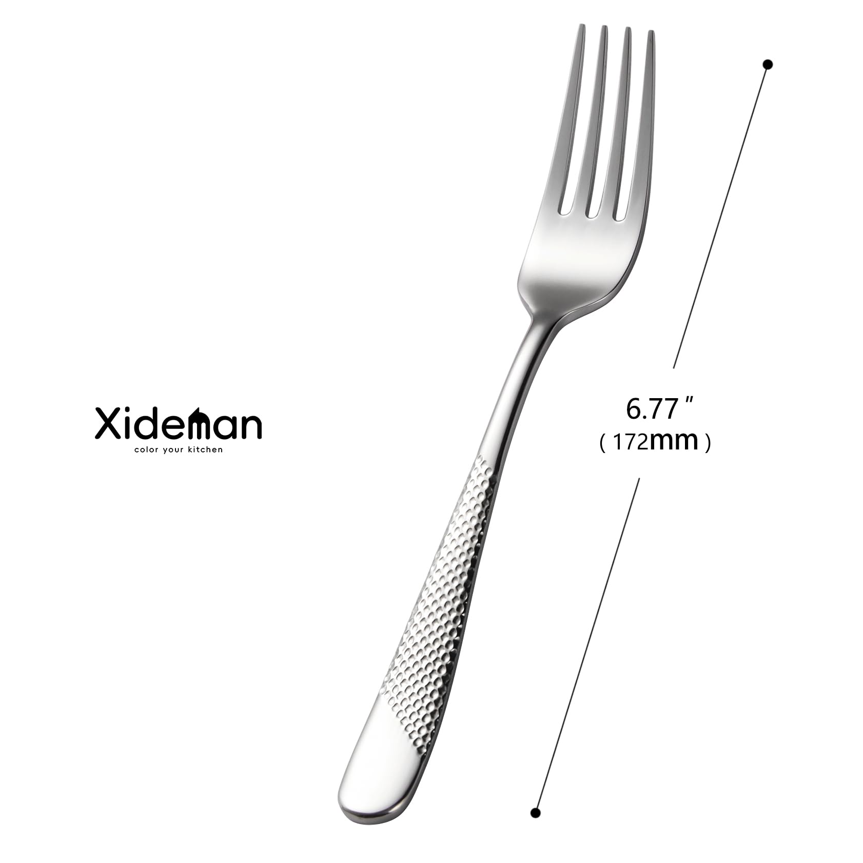 Xideman® 12-Piece Premium Hammered Fork (6.7 inch), 18/10 Stainless Steel Useful Medium Dinner Forks - Image 2