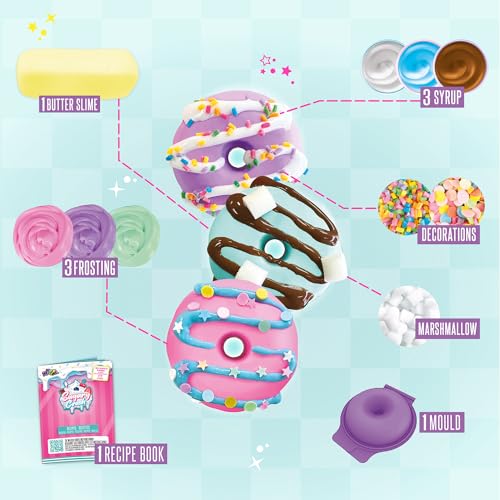So Slime Sensations Sugary Crush Donuts – Machen Sie lustige Schleim-Leckereien – enthält alles, was Sie brauchen, um bunte Donuts aus verschiedenen Verbindungen zu machen – 6+, lebendige, süße Farben
