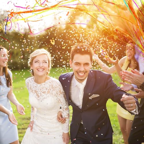 Image of 100Pack Streamers Popper Hand Throw Streamers No Mess Confetti Magic Paper Cracker for Celebration Birthday Propose Engagement Wedding Graduation Party Favors (Multi Color)