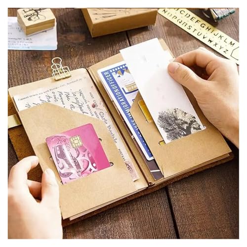 Carpetas de papel kraft tamaño L para cuadernos de viaje recargables 5