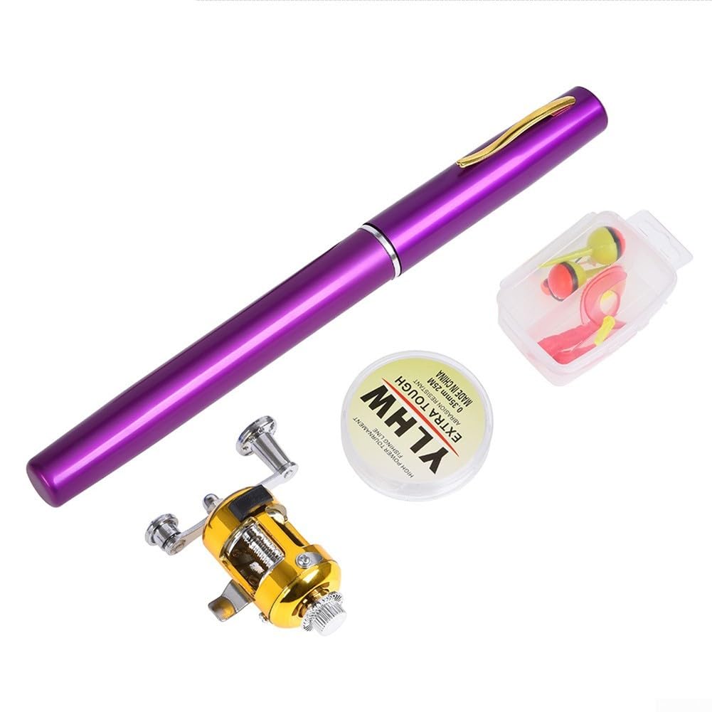 Kit de caña de pescar telescópica, poste de fibra de carbono, portátil, mini carrete de caña para agua dulce y salada, para viajes