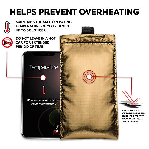 Phoozy Apollo Series Thermal Phone Case - Insulated, Ultra-Slim Pouch Protects Your Phone From Overheating In The Sun & Extends Battery Life. Floats In Water. As Seen On Shark Tank - Gold - Large #TOP3