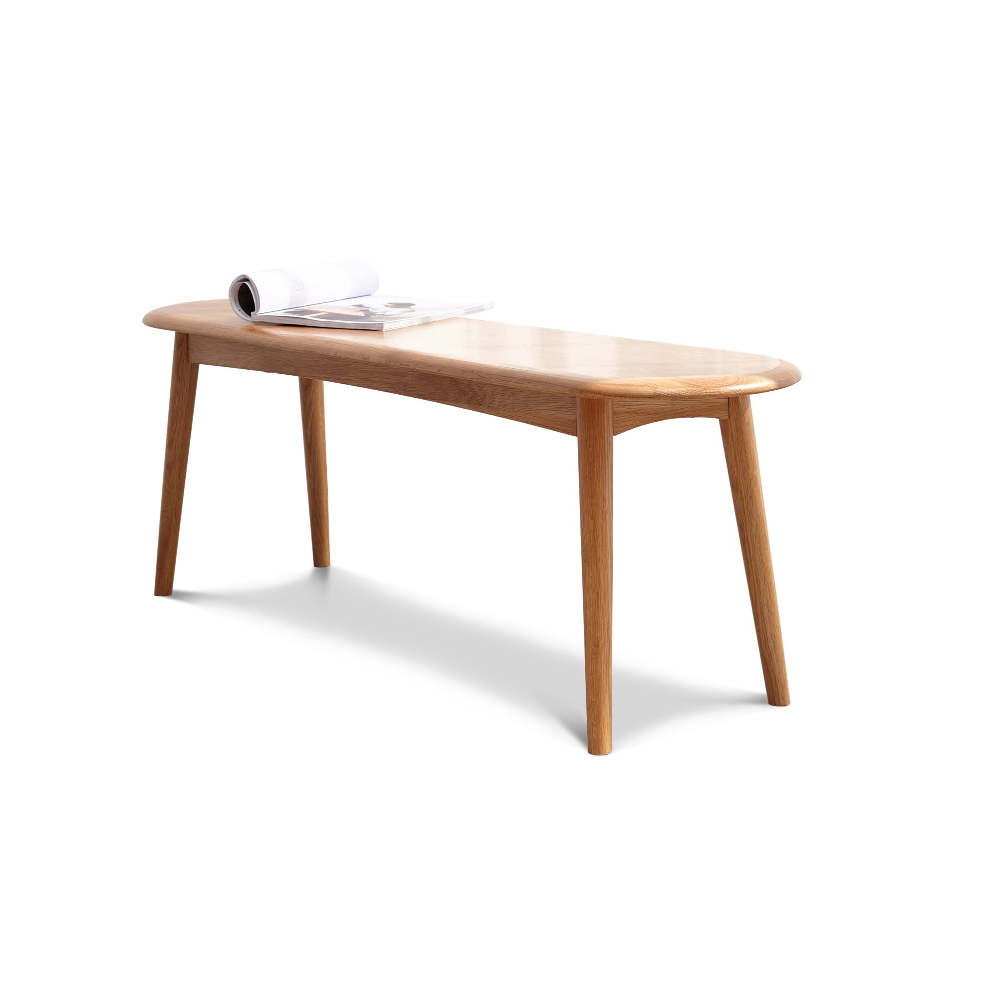 Christopher Knight Home Ella Dining Bench, Oak Wood Dining Bench, Oval Shaped Chair, End of Bed Entryway Foot Seats, Kitchen Chair, 39.37"Small Benches for Living Room Dining Room Home Decor, Natural