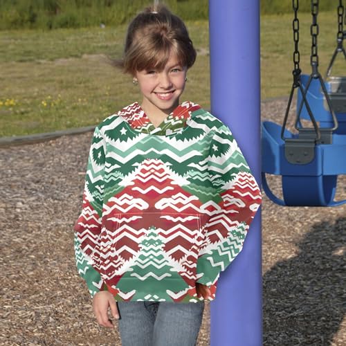 Kids Hoodies Sweaters Christmas Xmas Trees Hooded Sweatshirts with Big Pockets for Boys Girls B04003184