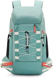 Genérico Mochila de ataque 40 litros | Mochila de trekking esportivo verde água com sistema de hidratação e proteção contra chuva