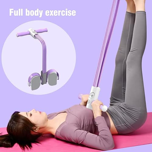 Miniatura 3 de CALIDAKA Cuerda de tensión multifunción, banda elástica de 6 tubos para yoga, cuerda de resistencia para extractores de pedales, equipo de fitness