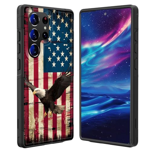 GFEWYTJYJ for Galaxy S25 Ultra Case,[10 FT Military Grade Drop Protection] Non-Slip Heavy Duty Shockproof Phone Case for Samsung Galaxy S25 Ultra 6.9 Inch 2025,American Flag Bald Eagle by GFEWYTJYJ - Used condition - US$10.72