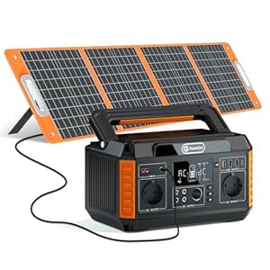 FLASHFISH 520Wh Tragbare Powerstation mit Solarpanel 100W, Solar Generator mit 2x 230V/560W(Surge1100W) Steckdose,5x DC Output und 4xUSB Outputs,Notstromaggregat Akku für Camping, Party, Wohnmobil