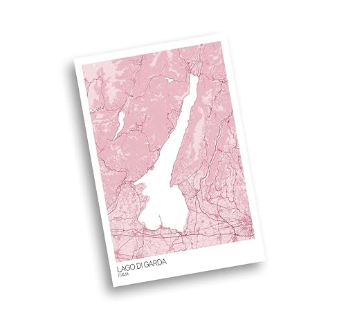 Modern Colored Hometown Poster of Lago di Garda Lake 8 | 11x17 12x18 16x24 24x36 Unframed Wall Art | Minimalism City Traveler Print | Minimal Gift | Minimalist Home Office Decor