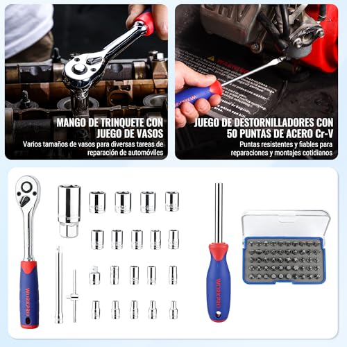 Miniatura 5 de Workpro 119 Pc Maletín De Herramientas Completas Caja Herramienta Metálica, Herramientas Universales, Kit Versátil Herramientas Portátil Para Reparaciones Diarias, Perfecto Hogar Y Oficina