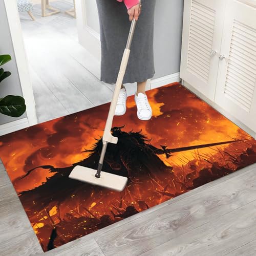 Tapis entrée intérieur 50x80cm antidérapant style anime orange - 7