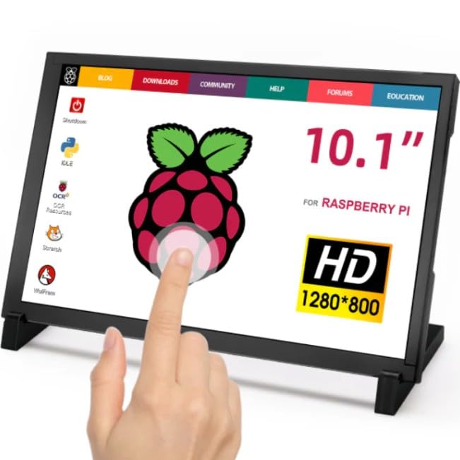 Robocraze Elecrow 10.1-Inch Touch Screen Display – 1280x800 IPS 5-Point Capacitive Touch Screen with 178° Viewing Angle and Adjustable Brightness for Raspberry Pi & Jetson Nano