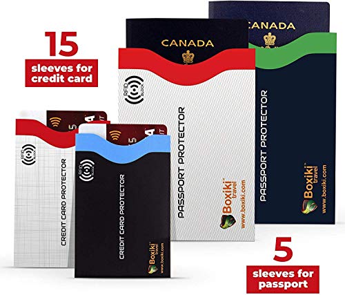 RFID Blocking Sleeves, 20-Pack Set, Color Coding System, Identity Theft Prevention RFID Card Holder And Credit Card Protector (15 Credit Card Sleeves + 5 Passport Holders) (Navy Blue)4