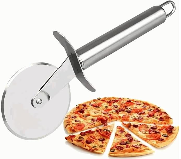 Cortador de Pizza Profesional de Acero Inoxidable, Cuchilla Giratoria con Mango Ergonómico