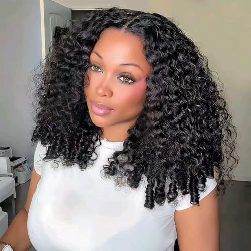 yuccy Burmese Curly Bob Human Hair Wig 13x4 Lace Front Wigs with Spiral Curls End 300% Density Curly Bob Wig Pre Plucked Brazilian Water Wave Lace Frontal Wig 16inch