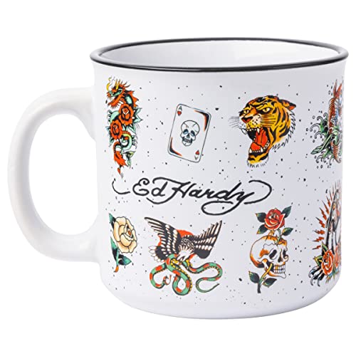 Silver Buffalo Ed Hardy Tattoos Ceramic Camper-Style Coffee Mug, 20 Ounces #TOP1