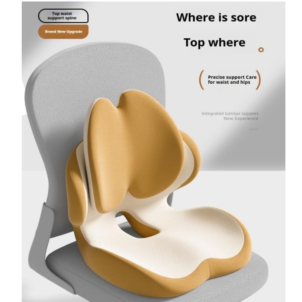 JJDFW Cuscino ortopedico a forma di L in memory foam integrato, design ergonomico, cuscino per coccige, sedile auto, sedia da ufficio
