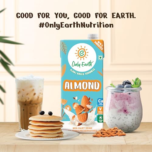 Image of Only Earth Almond Milk - Barista Edition | Unsweetened Plant-Based Milk | Sugar Free | Non-Dairy & Lactose-Free | High in Calcium & Vitamins D, E, B1, B2, B12 | Preservative-Free | 1L (Pack of 12)