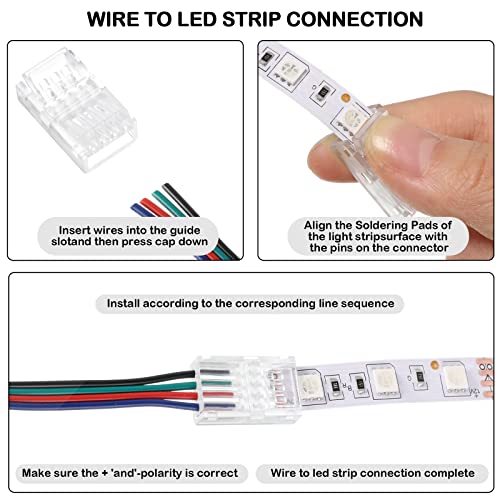 Rgb Led Light Strip Connectors 20 Waterproof Led Adapter Connectors Transparent Solderless Led Light Strip Connectors For Strip Light Unwired Gapless Track Lighting Connector 5V 12V 24V (4 Pin, 10 Mm) #TOP4