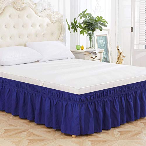 Jupe de lit bleue 153x203 cm pour sublimer la décoration d'une chambre à coucher moderne