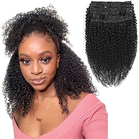 Kinky Curly Clip In Hair Extensions Real Human Hair UDU 10pieces Clip In Ponytail Hair Extensions can Make Afro Puff Drawstring Real hair Clip In Hair Extensions for black women Cover