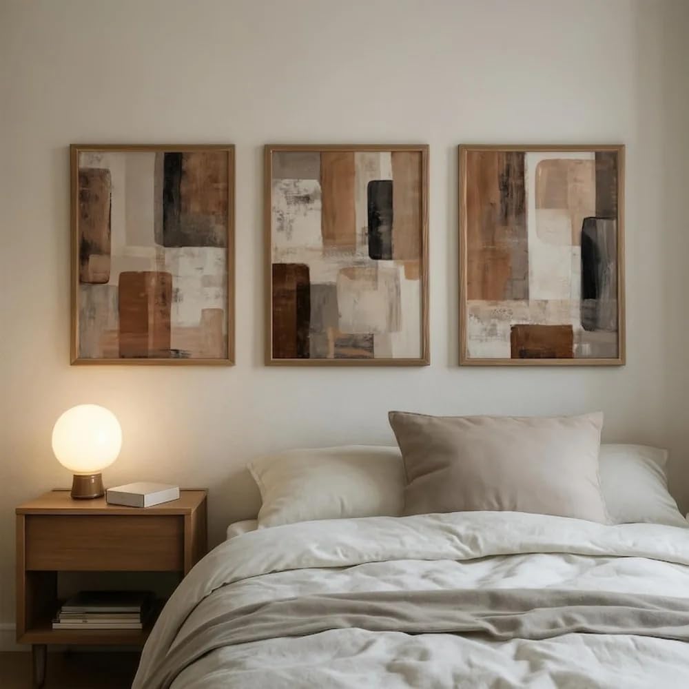 LMYSXAOZ Neutral Abstract Wall Art Prints On Canvas Painting Brown And Beige Bohemian Modern Living Room Decoration(40x55cm-3Pcs)