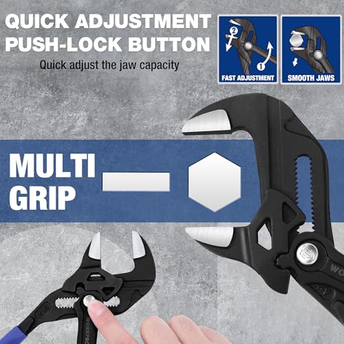 Image of WORKPRO Pliers Wrench Set, 7 & 10-Inch CR-V Construction Wrench Pliers