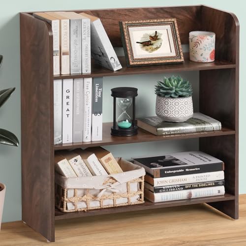 Image of ABOUT SPACE Bookshelf for Home - 3 Tier Books Rack for Study Room for Kids Multipurpose Open Shelf for Home, Office, School Engineered Wood Book Organizer Shelf (Walnut - L 62.5 x B 23.5 x H 80 cm)