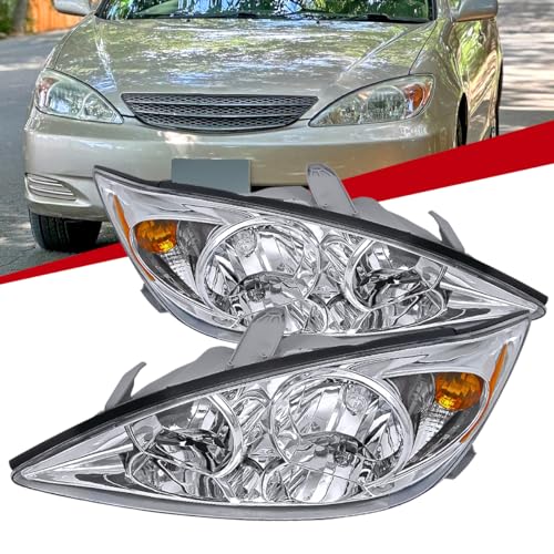 Carpartsinnovate Fits 02-04 Camry LE XLE SE Clear Headlights+Amber Corner Lamps Left+Right