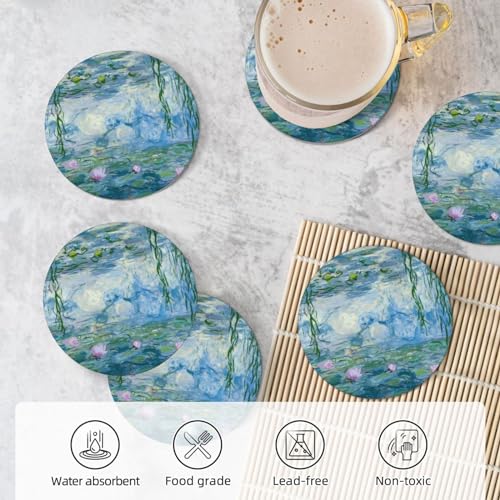 Dessous de verre en céramique de table style nénuphars et support - 7